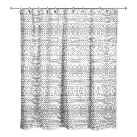 Sage Sweater Pattern Shower Curtain